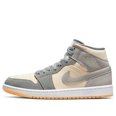 The suede overlays are tinted a “Particle Grey,” matching both the side Swoosh and the tongue’s Jumpman branding. (AJ1/SNKR/Retro/Men's/Mid Top/Basketball/Wear-resistant) Air Jordan 1 Mid Se, Retro Men, Mid Top, Air Jordan 1 Mid, Jordan 1 Mid, Air Jordan 1, Coconut Milk, Jordan 1, Air Jordan