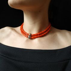 Orange Coral Necklace Coral Silver Jewelry Gift For Women Vintage Corals Necklace Natural Coral Vict Traditional Red Coral Beaded Necklace, Big Pearl Necklace, Red Coral Jewellery, Silver Beaded Necklace, Red Coral Necklace, Coral Beads Necklace, Pearl Necklace Vintage, Woman Jewelry, Pearl Jewelry Wedding