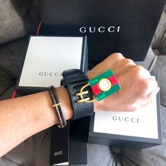 Gucci Watch Green And Red Plexiglass Padlock With Black Leather Band New. Condition Used Looks Brand New I Still Have The Tags. 100% Authentic Green And Red Web Plexiglass Case With Twirl Central System, 30x 34 Mm. Gold Tone Stainless-Steel Rotating Inner Case. White Mother Of Pearl Dial. Black Leather Wrist Strap. Wrist Size Adjustable From 155mm To 165mm. Comes With Original Gucci Packaging, Watch Booklet And Retail Bag. No Offers Pls, This Is The Lowest Price I Can Sell It For. Gucci Packaging, Retail Bag, Watch Green, Red Web, Gucci Watch, Gucci Accessories, Selling On Poshmark, Green And Red, Watch Sale