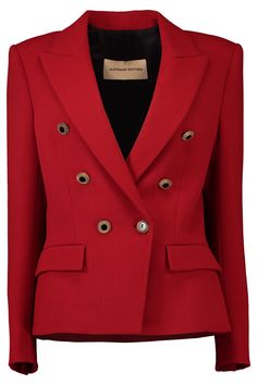 ALEXANDRE VAUTHIER-Wool Blazer-RED Luxury Red Single Breasted Blazer, Luxury Red Single-breasted Blazer, Red Luxury Single-breasted Blazer, Luxury Red Blazer With Lapel Collar, Red Double-breasted Blazer For Formal Occasions, Red Wool Business Blazer, Red Wool Blazer For Business, Luxury Red Blazer With Notch Lapel, Tailored Red Wool Blazer