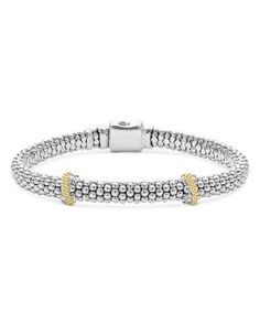 Lagos 18K Yellow Gold & Sterling Silver Caviar Lux X Station Diamond Bracelet Lagos Bracelet, Bracelet Online, Silver Bracelets, Diamond Bracelet, Natural Stones, Silver Gold, Beading, 18k Gold, Jewelry Accessories