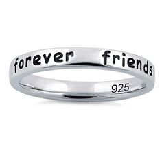 Band width: 2.7mm



Metal: 925 sterling silver

Plating: rhodium plated

Finish: high polish



Text says "Always sisters, forever friends" Personalized Sterling Silver Rings For Friendship, Personalized Silver Friendship Rings, Friendship Sterling Silver Ring, Stackable Engraved Ring For Anniversary, Sister Rings, Quality Rings, Friend Rings, Love My Sister, Sisters Forever