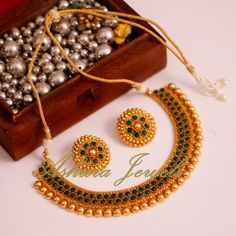 Ashura jewels beautiful wedding wear gold plated gold plated choker necklace set with gorgeous matching earring indian traditional & western outfit design set this beautiful set can wear all occasions very easily . we ship our item everywhere . Colour Red, Green, White Earring Length 1.3 inches approx Type Choker necklace Stone Semi Precious Stone size of the necklace is adjustable Standard shipping take 3 to 4 weeks to deliver the parcel if customer need a item urgently then we can ship the Gold Round Temple Necklace For Reception, Kempu Necklace, Green Choker, South Indian Bridal Jewellery, Indian Bridal Jewelry, Choker Necklace Gold, Bangle Bracelet Set, Choker Necklace Set, Bridal Jewellery Indian