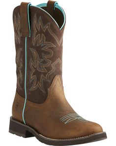 Ariat Women's Delilah Cowgirl Boots - Round Toe, Brown Cute Cowgirl Boots, Cristiano Jr, Bota Country, Rugged Boots, Looks Country, Ariat Boots, Western Boots Women, Rounded Toe Boots, Cowboy Boots Women