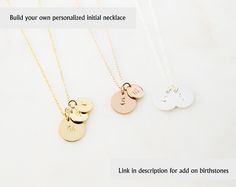 "14k Gold Filled, Sterling Silver or 14k Rose Gold Filled Hand Stamped Disc Initial Necklace. Add any initial to this personalized necklace. Great for layering with other delicate necklaces. Choose between several font types, chains and lengths and we will hand stamp this personalized piece just for you. If the size you want isn't in the drop down menu leave a note to seller with the chain length. ------------------------------------------------------------- HOW TO ORDER: STEP 1: DROPDOWN MENU 1 Minimalist Custom Name Charm Necklaces With Round Pendant, Minimalist Initial Round Disc Necklace For Personalized Gift, Minimalist Round Disc Initial Necklace As Personalized Gift, Minimalist Round Pendant Charm Necklace For Personalized Gift, Customizable Dainty Initial Pendant Charm Necklace, Everyday Personalized Initial Necklace With Round Pendant, Dainty Customizable Initial Pendant Charm Necklace, Minimalist Initials Charm Necklace For Birthday, Personalized Round Pendant Initial Necklace For Everyday