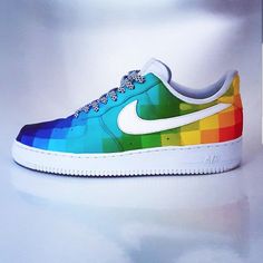 Pixel Air Force 1. Hand painted to order. Process takes 1-2 weeks depending on current work load. Any questions please message me.  Thanks. Pixel Air Force, Air Force One Shoes, Custom Sneakers Diy, Shoe Painting, Custom Painted Shoes, Diy Sneakers, Custom Shoes Diy, New Nike Air Force, Painted Sneakers