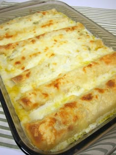 a casserole dish with cheese on top