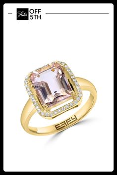 A Sparkling Ring Made From Yellow Gold And Adorned With Morganite And Diamonds. Morganite, 2.95 Tcw Diamond, 0.14 Tcw Diamond Color: Hi Diamond Clarity: Si1 14k Yellow Gold Made In Usa Size Width, About 0.51'' Please Note: This Ring Can Be Resized Up To 1.5 Sizes, Larger Or Smaller. Warranty And Resizing Services Are Provided Exclusively By Effy, Saks Off 5th Is Not Responsible For These Services And Any Related Inquiri. Center Core - W Fine Jewelry > Saks Off 5th. Effy. Size: 7. Yellow Gold Morganite Jewelry With Center Stone, Yellow Gold Morganite Diamond Ring With Halo Setting, Gold Morganite Jewelry With Diamond Accents, Gold Morganite Jewelry With Halo Setting, Formal Morganite Ring With Gemstone Accents, Formal Morganite Rings With Gemstone Accents, Yellow Gold Morganite Jewelry With Diamond Accents, Gold Morganite Diamond Ring With Halo Setting, Elegant Morganite Ring With Gemstone Accents