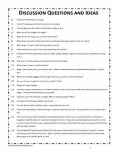 Questions and Ideas on Anger Worksheets Angry Person, Dealing With Anger, How To Control Anger, Counseling Resources, Discussion Questions, Therapy Tools, Anger Management