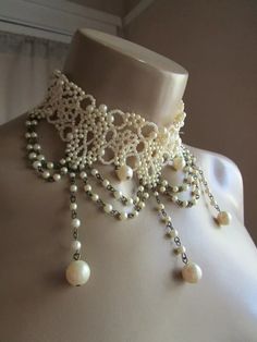 Vintage Gothic Costume Beaded Pearl Choker Necklace Character Victorian | eBay Victorian Era Necklace, Victorian Choker, Diy Choker, Victorian Accessories, Gothic Costume, Witchy Aesthetic, Historical Jewellery, Fairy Jewelry, Vintage Gothic