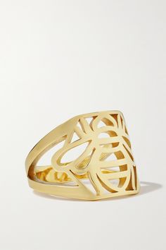 Sabbadini's ring is intricately carved in the shape of the brand's signature 'Bee' motif, which is traditionally seen as a symbol of good fortune. It's been made in Italy from polished 18-karat gold in a wide shape. Designer 14k Gold Ring Jewelry, Formal Carved Yellow Gold Rings, Formal Yellow Gold Carved Rings, Designer 14k Gold Rings For Gifts, Luxury Carved Rings, Luxury Yellow Gold Intaglio Rings, Luxury Carved Ring Jewelry, Luxury Carved Jewelry Ring, Traditional Carved Yellow Gold Rings