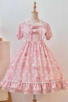 Fabric: Polyester Style types: Sweet Lolita Season: Spring, Summer, Autumn, Winter Include: Dress*1 (Any of the accessory is not included.) Size (IN) Bust Waist Length S 28.35-33.07 25.98-30.71 33.46 M 31.89-36.61 29.13-33.86 35.43 L 34.65-39.37 31.50-36.22 38.98 Size (CM) Bust Waist Length S 72-84 66-78 85 M 81-93 74-86 90 L 88-100 80-92 99 My Melody Dress, Jojifuku Outfit, Style Types, Cute Outfits With Jeans, Spring Summer Autumn Winter, B Fashion, Sweet Lolita, Sweet Style, Kawaii Clothes