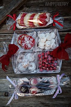 two trays filled with different types of pastries