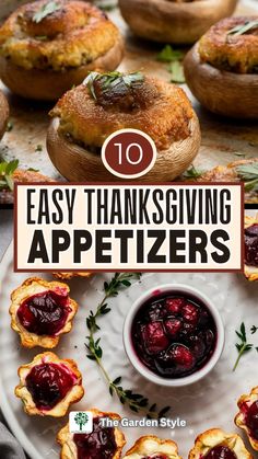 thanksgiving appetizers with text overlay that reads 10 easy thanksgiving appetizers