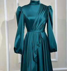 Dress Maker, Modest Maxi Dress, Emerald Dresses, Stylish Wedding Dresses, Emerald Blue, Women Dresses Classy, Mode Abaya, Modest Dresses Casual