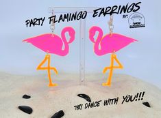 🦩 Introducing our Flashy Flamingo Earrings! These retro earrings are the perfect accessory for any beach or poolside look. They feature fun and bright neon colors that will turn heads and make you stand out in the crowd. Crafted with hypoallergenic sterling silver hooks and measuring 3 inches long and 2 inches wide, these earrings are sure to make a statement. If you're looking for that special accessory to tie your summer look together, our Flamingo Earrings are the perfect choice! 🦩 * ShopGl Playful Summer Party Jewelry, Playful Summer Drop Earrings, Fun Dangle Earrings For Beach, Fun Drop Earrings For Beach, Playful Pink Earrings For Beach, Novelty Pink Earrings For Summer, Fun Pink Earrings For Vacation, Beach Fun Drop Earrings Jewelry, Earrings Funky