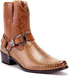 Jazame Men's Western Ankle ... Cowboy Motorcycle, Moto Dress, Riding Dress, Cowboy Boots For Men, Mens Western Style, Western Style Dresses, Clown Shoes, Western Boots For Men, Rugged Style