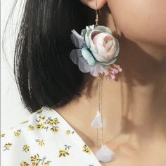 This Amazing Pastel Oversized Pair Of Floral Garden Dangle Statement Costume Earrings Is A Wonderful Addition To Your Wardrobe And Your Style! This Unique Pair Is Sure To Get Lots Of Compliments! Spring Wedding Dangle Flower Earrings, Feminine Spring Flower Dangle Earrings, Blue Flower Earrings For Spring Parties, Light Blue Flower Earrings For Spring, Elegant Spring Flower Earrings With Floral Print, Elegant Floral Print Flower Earrings For Spring, Handmade Flower Earrings For Spring Wedding, Spring Handmade Flower Dangle Earrings, Spring Wedding Blue Jewelry