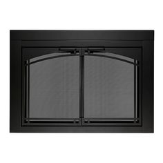 Cabinet-style doors with catch magnets and premium mesh panels. Easy installation, hardware included. Safety tempered glass 3/16 inches, smoked. Fits masonry fireplaces only, not for prefabricated fireplaces. Steel constructed frame. Reduces chimney draft. Durable mesh magnetic doors. Three powder coat finishes available. allen + roth Monroe Black Large Cabinet-style Fireplace Doors with Smoke Tempered Glass | FPDL307BLK Black Media Cabinet, Style Fireplace, Masonry Fireplace, Fireplace Doors, Cabinet Door Styles, Cabinet Style, Allen Roth, Large Cabinet, Small Cabinet