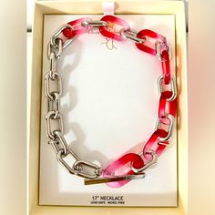 House Of Harlow Oversized Chain Necklace Boxed Red/ Silver Color Nwt Trendy Red Adjustable Chain Necklace, Red Chunky Chain Jewelry As Gift, Trendy Red Chain Necklace For Gift, 1960 Jewelry, Necklace Box, House Of Harlow 1960, House Of Harlow, Womens Jewelry Necklace, Silver Color