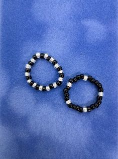 Get two beautiful beaded rings for one!  These rings are elastic so they'll fit you perfectly Black Rings With Round Beads As Gifts, Black Beaded Rings For Gift, Rings Beaded, Homemade Bracelets, Бисер Twin, Rings Black, Homemade Jewelry, Beaded Rings, Black Rings