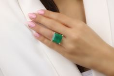 A birthstone jewelry from Anemone's that features a vivid Green Onyx set in 14k rose gold-filled prongs and double ring band. This Green Onyx ring is a showcase of simplicity and elegance and its gemstone is a stone to soothe your worries. A green ring that you and your loved one will surely treasure. ☛ 𝒜𝐵𝒞 - Add Engraving - https://etsy.me/2ZSRjhu ☛ Ring size - Select the size you would like from the drop down menu ♥ Gemstone Type - Green Onyx ♥ Gemstone Size - 16x16mm ♥ Gemstone Cut - Facet Green Gemstone Jewelry With Princess Cut, Green Gemstone Jewelry Princess Cut, Green Princess Cut Gemstone Jewelry, Green Square Cut Emerald Ring For Wedding, Square Cut Green Emerald Wedding Ring, Green Cushion Cut Emerald Ring For Gift, Rectangular Green Emerald Ring For Wedding, Rectangular Green Emerald Wedding Ring, Green Princess Cut Emerald Ring As Gift