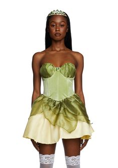 base Princess Tiana Costume, Tiana Costume, Tiana Dress, Costume Green, Organza Overlay, Frog Costume, Pretty Halloween Costumes, Cheerleader Costume, My Prince