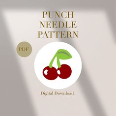 an image of a book cover with the title punch needle pattern, and two cherries