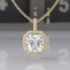 Detail about pendent. ● Moissanite Details 🖊️ Center Stone Shape: Asscher Moissanite 🖊️ Center Stone Size: 4CT, Side Stones 0.33CT 🖊️ Center Measurement: 9mm 🖊️ Side Stone Measurement: 1.5mm  🖊️ Stone Color: DEF 🖊️ Stone Clarity: VVS 🖊️ Mohs Scale : Moissanite 9.25 🖊️ Refractive Index : 2.65 (Moissanite) ● Metal details 🖊️ Metal Type: Solid Gold/ 925 Silver 🖊️ Metal Purity: 14 KT/18KT 🖊️ Metal Tone: White/Yellow/Rose 🖊️ Metal Stamp: Upon request  ⟣ 𝐎𝐫𝐝𝐞𝐫 𝐂𝐨𝐧𝐟𝐢𝐫𝐦𝐚𝐭𝐢𝐨𝐧 Luxury Asscher Cut Diamond White Solitaire Necklace, Exquisite Cushion Cut Gia Certified Jewelry, Gia Certified Cushion Cut Gold Jewelry, Gia Certified Timeless Cushion Cut Jewelry, Luxury Gia Certified Gold Necklaces, Yellow Gold Gia Certified Necklace For Wedding, Gia Certified Yellow Gold Necklace For Wedding, Gia Certified Yellow Gold Pendant Jewelry, Elegant Gia Certified Pendant Necklace