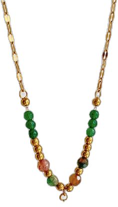 Elegant Green Beaded Chain Necklace, Bohemian Style Gold Emerald Necklace With Round Beads, Bohemian Gold Emerald Necklace With Round Beads, Bohemian Gold Emerald Necklace With Gemstone Beads, Gold Chain Necklace With Colorful Beads, Green Beaded Chain Necklace As Gift, Green Jewelry With Round Beads And Adjustable Chain, Green Jewelry With Adjustable Chain And Round Beads, Green Necklace With Adjustable Chain For May Birthstone