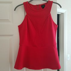 Brand New Sleeveless Worthington Peplum Top. Size Medium, Festive Red With Back Zipper Detail. Lace Detail On The Front And Too Of Tge Back. Perfect For Celebrating The Holidays And Ringing In The New Year. Red Sleeveless Tank Top For Night Out, Chic Red Tank Top For Night Out, Red Sleeveless Blouse For Party, Red Sleeveless Fitted Blouse, Fitted Sleeveless Red Blouse, Red Stretch Sleeveless Blouse, Chic Red Sleeveless Blouse, Red Peplum Tops, Ringing In The New Year