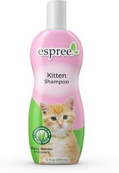 a bottle of kitten shampoo on a white background