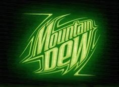 the mountain dew logo is glowing green