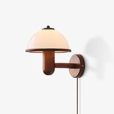 Mushroom Wood Wall Lamp - Vakkerlight Miami Bedroom, Wood Wall Lamp, Wood Wall Lamps, White Lampshade, Money Pit, White Lamp Shade, Oak Color, Edison Bulb, Birch Lane