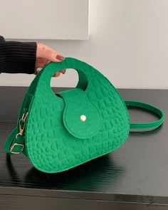 Elluis - Exquisite Double Handled Felt Crossbody Bag with Crocodile Embossing Green Crocodile Pattern Tote Bag, Green Top Handle Satchel With Phone Bag, Green Top Handle Shoulder Bag With Adjustable Strap, Green Top Handle Satchel With Adjustable Strap, Handheld Green Mobile Phone Bag, Green Crocodile Pattern Shoulder Bag For Everyday Use, Green Crocodile Pattern Shoulder Bag, Green Crocodile Pattern Top Handle Shoulder Bag, Green Top Handle Shoulder Bag With Crocodile Pattern