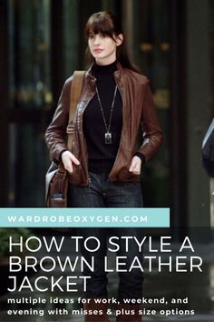 Leather Jacket Styling Women, How To Style Brown Leather Blazer, Women Brown Leather Jacket Outfit, Moto Jacket Style Women, Brown Leather Biker Jacket Outfit, Dark Brown Moto Jacket Outfit, How To Wear A Brown Leather Jacket, What To Wear With Brown Leather Jacket, How To Style Leather Jacket Women