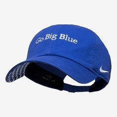 Top off your game-day look with this adjustable Kentucky cap. Collegiate Snapback Hat With Curved Bill, Curved Bill Hat With Team Logo For Sports Event, Adjustable Collegiate Hat With Curved Visor, Collegiate Adjustable Baseball Cap With Curved Brim, Sporty Adjustable Nike Trucker Hat, Nike Sporty Adjustable Trucker Hat, Game Day Trucker Hat With Embroidered Logo, Game Day Snapback Dad Hat With Embroidered Logo, Game Day Embroidered Logo Snapback Dad Hat