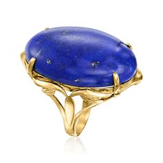 Ross-Simons - C. 1970 Vintage Lapis Ring in 18kt Yellow Gold. Size 8. C. 1970. Shimmering like a starry night sky, this eye-catching Estate collection cocktail ring is exceptional in both style and size. A 30x19mm oval lapis cabochon provides the ultimate pop of color in a sunny 18kt yellow gold setting. 1 1/4" wide. Lapis ring. Exclusive, one-of-a-kind Estate Jewelry. A Starry Night, Lapis Lazuli Jewelry, Lapis Ring, Starry Night Sky, Fine Jewelery, Natural Gold, Yellow Gold Setting, Diamond Drop Earrings, Diamond Drops