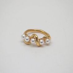 Evan Twisted Pearl Ring Jade Charm, Shell Ring, Jewelry Essentials, Jewelry Lookbook, Charm Rings, Jewelry Inspo, Dream Jewelry, Steel Jewelry, Ring Collections