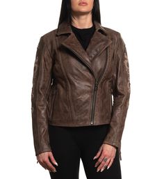 Willow Jacket Brown 100% Leather Brown Zipper Outerwear For Biker Events, Fall Biker Jacket With Leather Lining And Long Sleeves, Long Sleeve Leather-lined Biker Jacket For Fall, Leather Lined Long Sleeve Biker Jacket For Fall, Brown Leather Outerwear With Zipper Closure, Brown Long Sleeve Outerwear With Leather Lining, Fitted Brown Outerwear For Biker Events, Luxury Brown Biker Jacket, Brown Leather Biker Outerwear