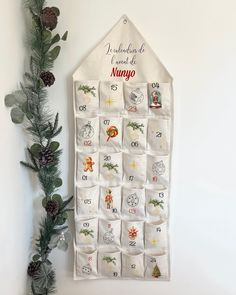 a christmas calendar hanging on the wall