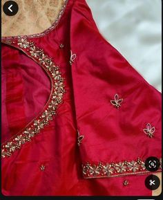 Simple Border Maggam Work Design, Pink Blouse Hand Work Designs, Simple Border Blouse Designs, Simple Maggam Work Neck Designs, Ariwork Blouse Designs Simple, Blouse Work Designs Latest Simple, Simple Elegant Aari Work Blouse Design, Tread Work Blouse Designs Simple, Pink Blouse Embroidery Designs