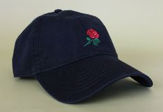 WELCOME TO BRAIN DAZED! Rose Dad Baseball Hat Cap - BRAND NEW - BLACK Color - UNISEX - 100% Cotton WASHED twill - Super soft & vintage feel - Embroidered: Rose - Strong Adjustable Brass Buckle in back of hat. One Size Fits All - EMBROIDERED IN Los Angeles, CA U.S.A Dad hat Low Profile Handmade VERY NICE QUALITY CONSTRUCTION Please note all designs are created, designed & copyrighted by BRAIN DAZED. Gifts For Teenage Guys, Twins Baseball, Teenage Guys, Baseball Uniforms, Winter Cap, Embroidered Hats, Black Cap, Head Accessories, Baseball Hat