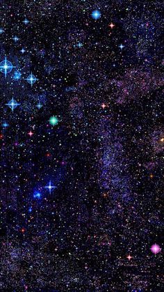 an image of the night sky with many stars and bright blue, purple, and pink colors