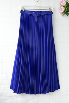 Chiffon Pleated Bohemia Long Skirt - Blue Blue Chiffon Skirt For The Beach, Blue Pleated Chiffon Maxi Skirt, Blue Chiffon Pleated Maxi Skirt, Blue Chiffon Beach Skirt, Solid Pleated Skirt For Beach, Casual Blue Chiffon Skirt, Chiffon Pleated Maxi Skirt, Chiffon Pleated Skirt, Dress Dark Purple