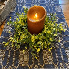 Bog Pimpernel Candle Ring - Primitive Star Quilt Shop Primitive Shower Curtains, Lighted Garland, Primitive Curtains, Primitive Country Homes, Primitive Star, Primitive Quilts, Small Wreaths, Candle Ring, Country Quilts