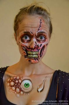 Workshop Matteo Arfanotti WBF Austria 2014. Halloween Makeup Witch, Extreme Makeup, Creepy Halloween Makeup, Halloween Makeup Diy, Cute Halloween Makeup, Halloween Makeup Pretty, Cool Halloween Makeup, Horror Makeup, Halloween Makeup Inspiration