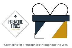 the logo for french finds is shown next to an image of a gift box with a ribbon