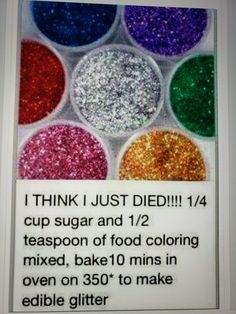 Edible Glitter Recipe, Edible Glitter, Cake Frosting, Cake Decorating Tips, Cake Decorating Techniques, Baking Tips, Food Coloring, Christmas Baking, Diy Food