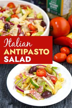 white bowl with antipasto salad and text Hyper Ketosis, Italian Antipasto Salad, Easy Antipasto Salad, Easy Antipasto, Salad With Pasta, Antipasto Salad Recipe, Pasta Veggies, Italian Antipasto, Salad For Dinner